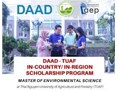 DAAD-TUAF Scholarship for Master Program of Environmental Science